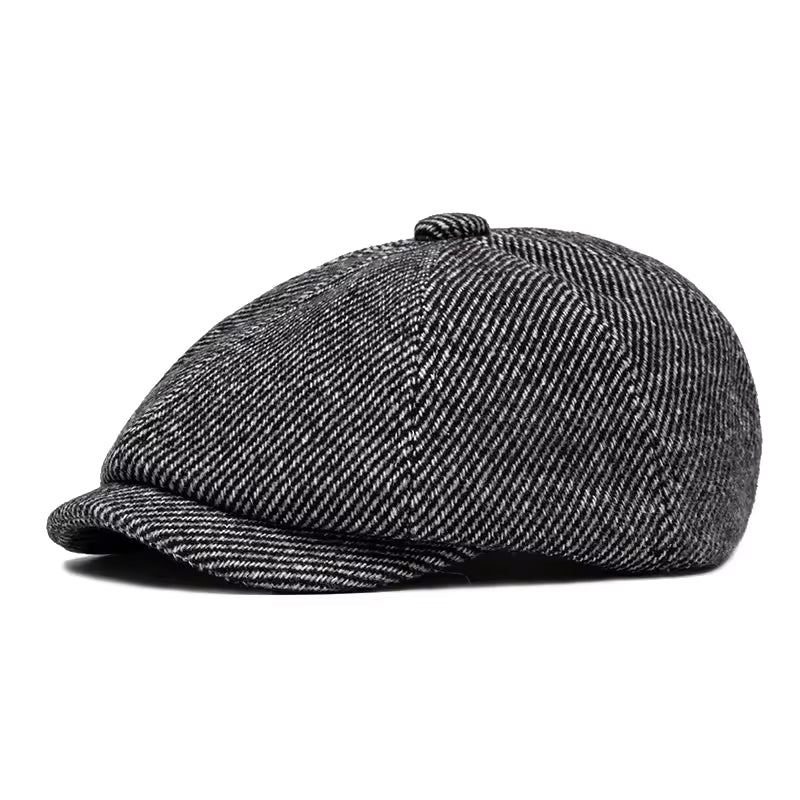 Klobouk typu newsboy z tweedu